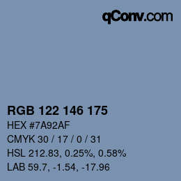 Color code: RGB 122 146 175 | qconv.com