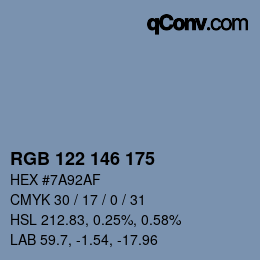 カラーコード: RGB 122 146 175 | qconv.com