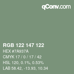 Color code: RGB 122 147 122 | qconv.com