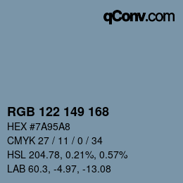 Color code: RGB 122 149 168 | qconv.com