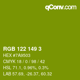 Color code: RGB 122 149 3 | qconv.com