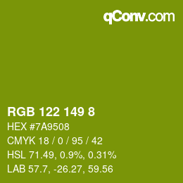 Color code: RGB 122 149 8 | qconv.com