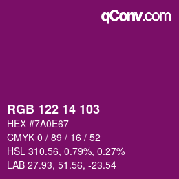 Color code: RGB 122 14 103 | qconv.com