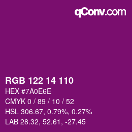 カラーコード: RGB 122 14 110 | qconv.com