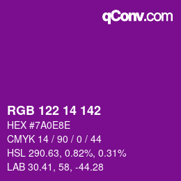 Color code: RGB 122 14 142 | qconv.com