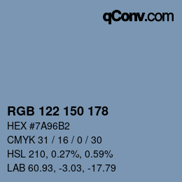 Código de color: RGB 122 150 178 | qconv.com