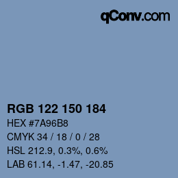 Color code: RGB 122 150 184 | qconv.com