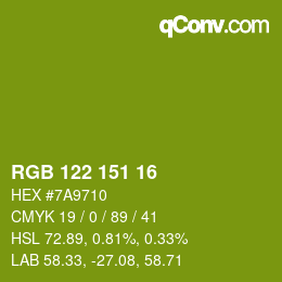 Color code: RGB 122 151 16 | qconv.com