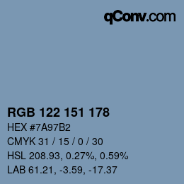 カラーコード: RGB 122 151 178 | qconv.com