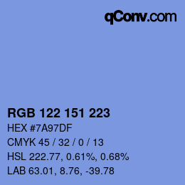 Color code: RGB 122 151 223 | qconv.com