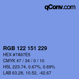 Color code: RGB 122 151 229 | qconv.com