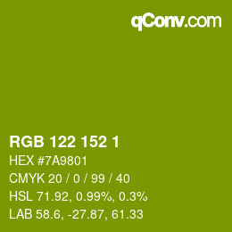 颜色代码: RGB 122 152 1 | qconv.com
