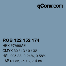 Código de color: RGB 122 152 174 | qconv.com