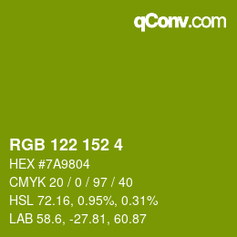 Color code: RGB 122 152 4 | qconv.com