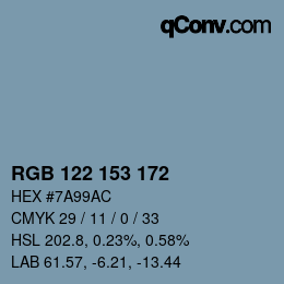 カラーコード: RGB 122 153 172 | qconv.com