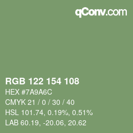 Código de color: RGB 122 154 108 | qconv.com