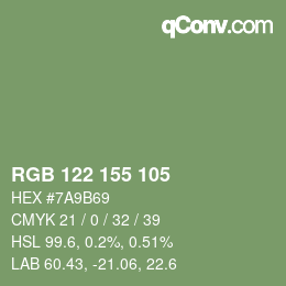 Farbcode: RGB 122 155 105 | qconv.com