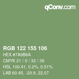 颜色代码: RGB 122 155 106 | qconv.com