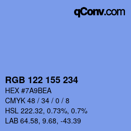 Color code: RGB 122 155 234 | qconv.com
