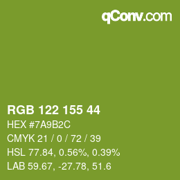 カラーコード: RGB 122 155 44 | qconv.com