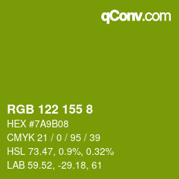 颜色代码: RGB 122 155 8 | qconv.com