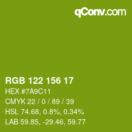 カラーコード: RGB 122 156 17 | qconv.com