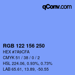 Color code: RGB 122 156 250 | qconv.com