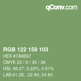 颜色代码: RGB 122 158 103 | qconv.com