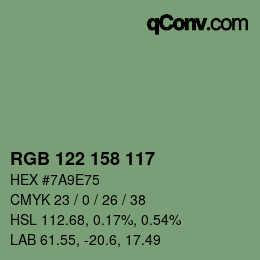 カラーコード: RGB 122 158 117 | qconv.com
