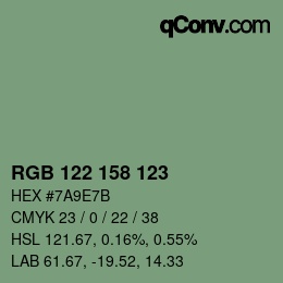 颜色代码: RGB 122 158 123 | qconv.com