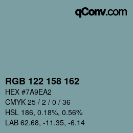 カラーコード: RGB 122 158 162 | qconv.com