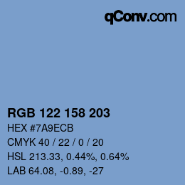 Color code: RGB 122 158 203 | qconv.com