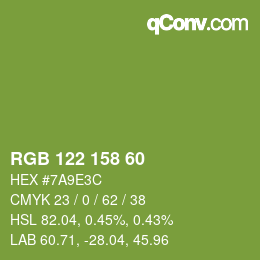 カラーコード: RGB 122 158 60 | qconv.com
