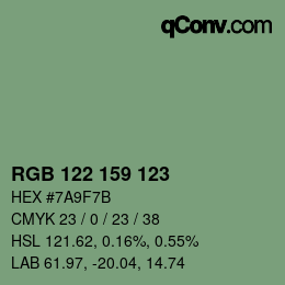カラーコード: RGB 122 159 123 | qconv.com