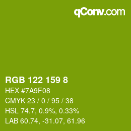Color code: RGB 122 159 8 | qconv.com