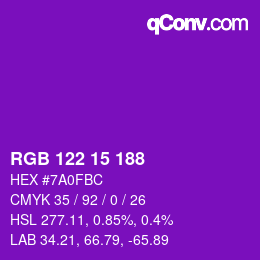 Color code: RGB 122 15 188 | qconv.com