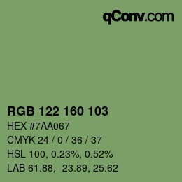 Color code: RGB 122 160 103 | qconv.com
