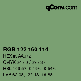 Color code: RGB 122 160 114 | qconv.com
