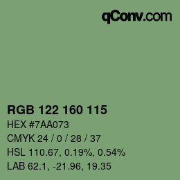 Color code: RGB 122 160 115 | qconv.com