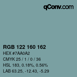 Color code: RGB 122 160 162 | qconv.com