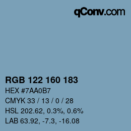 カラーコード: RGB 122 160 183 | qconv.com