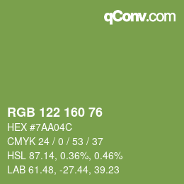 Código de color: RGB 122 160 76 | qconv.com