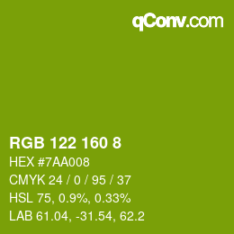 Color code: RGB 122 160 8 | qconv.com