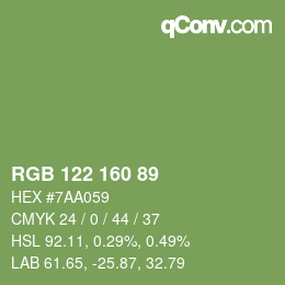 Color code: RGB 122 160 89 | qconv.com