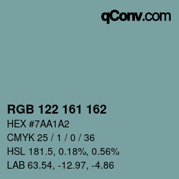 Color code: RGB 122 161 162 | qconv.com