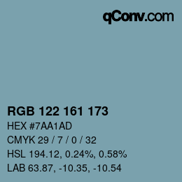 Color code: RGB 122 161 173 | qconv.com