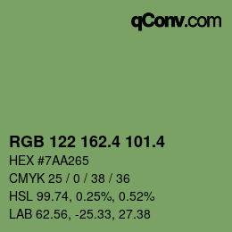 カラーコード: RGB 122 162.4 101.4 | qconv.com