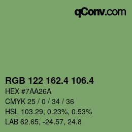 カラーコード: RGB 122 162.4 106.4 | qconv.com
