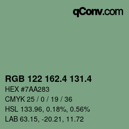 カラーコード: RGB 122 162.4 131.4 | qconv.com