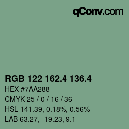 カラーコード: RGB 122 162.4 136.4 | qconv.com